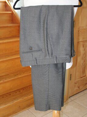Ralph Lauren Men Gray Dress Pants SZ 38W/34L Straight Leg Flat Wool Blend